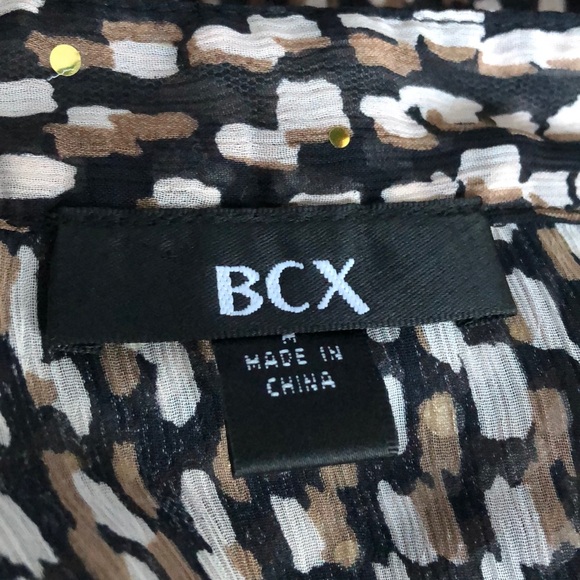 BCX- Sheer Top with Brown, Black and White pattern - Picture 5 of 5